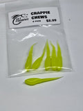 Crappie Chews 1.5 inch soft plastics - Chartreuse Glow, 6 pack