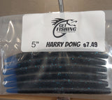 Harry Dong 5 inch soft plastic stick bait - Black Blue Tip, 6 pack