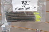 Harry Dong 5 inch soft plastic stick bait - Dark Pumpkin Red Flake Chartreuse Tip, 6 pack (6 inch bag shown)