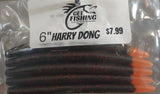 Harry Dong 6 inch soft plastic stick bait - Dark Pumpkin Red Flake Orange Tip, 6 pack