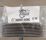 Harry Dong 6 inch soft plastic stick bait - Green Pumpkin Red Flake, 6 pack