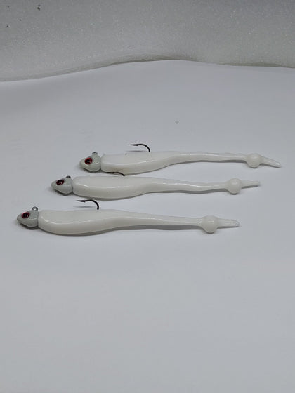 Pickerel Teaser 3 inch rigged soft plastic - White