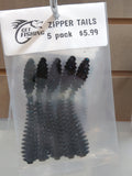 Zipper Tail finesse soft plastic bait - Black Blue Flake, 5 pack