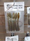Zipper Tail finesse soft plastic bait - Green Pumpkin Red Flake, 5 pack